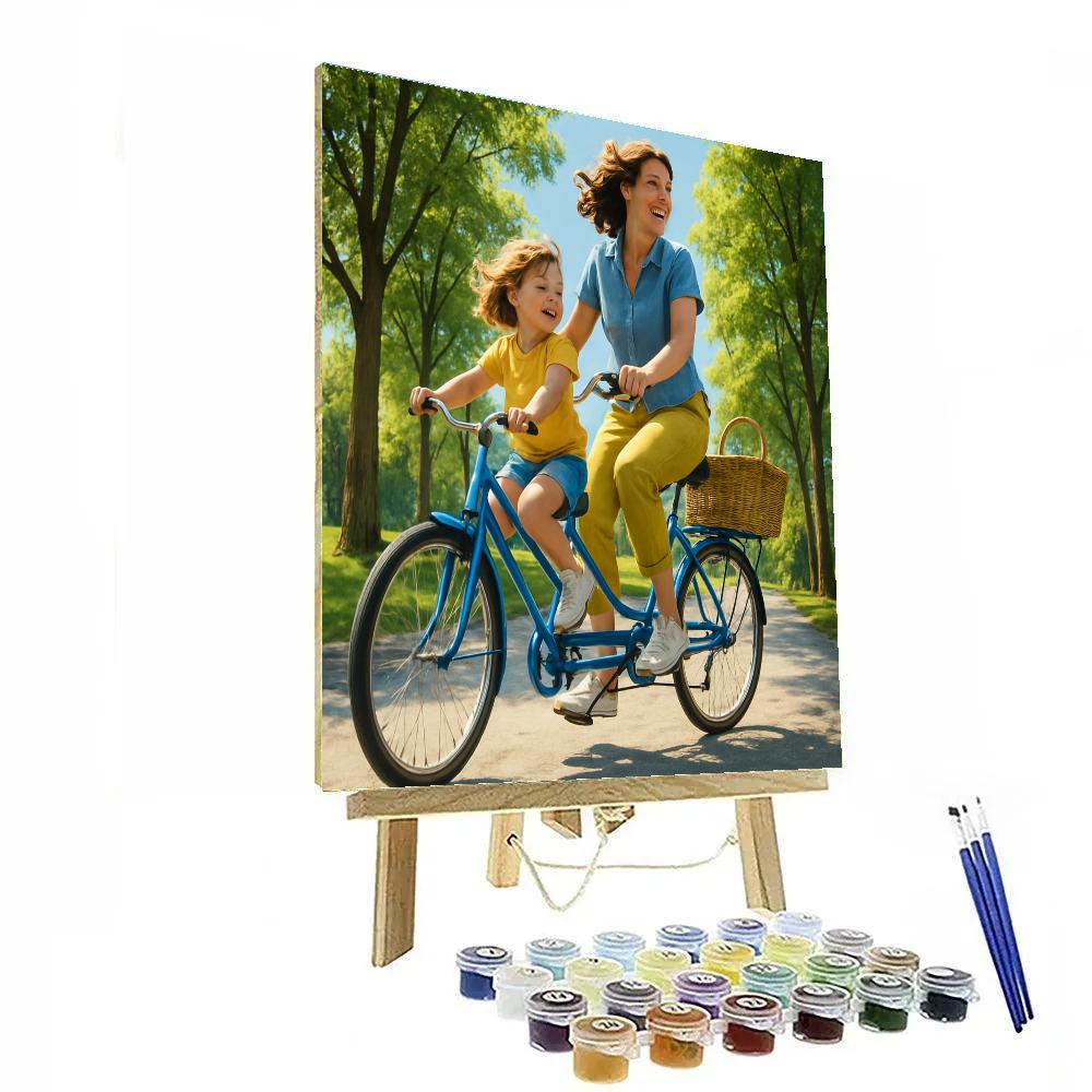 Mother And Child Bicycle Tandem Ride paint by color