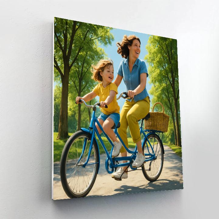 Mother And Child Bicycle Tandem Ride paint by color