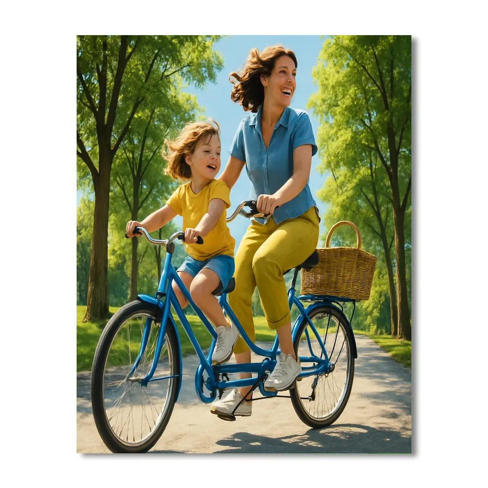 Mother And Child Bicycle Tandem Ride paint by color