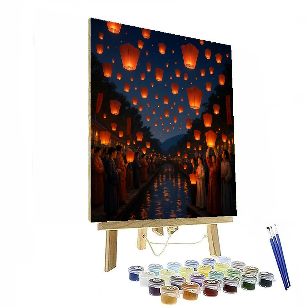 Lantern Festival With Floating Lights paint by color