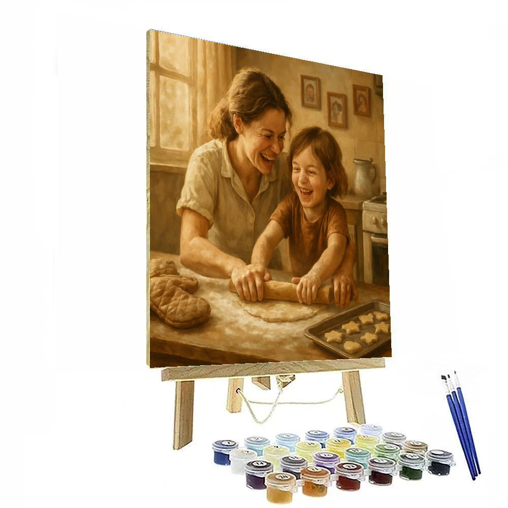 Mom Teaching Child To Bake Cookies paint by number