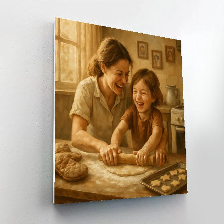 Mom Teaching Child To Bake Cookies paint by number