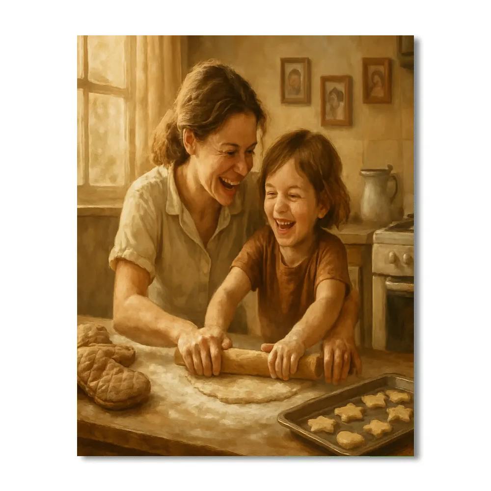Mom Teaching Child To Bake Cookies paint by number