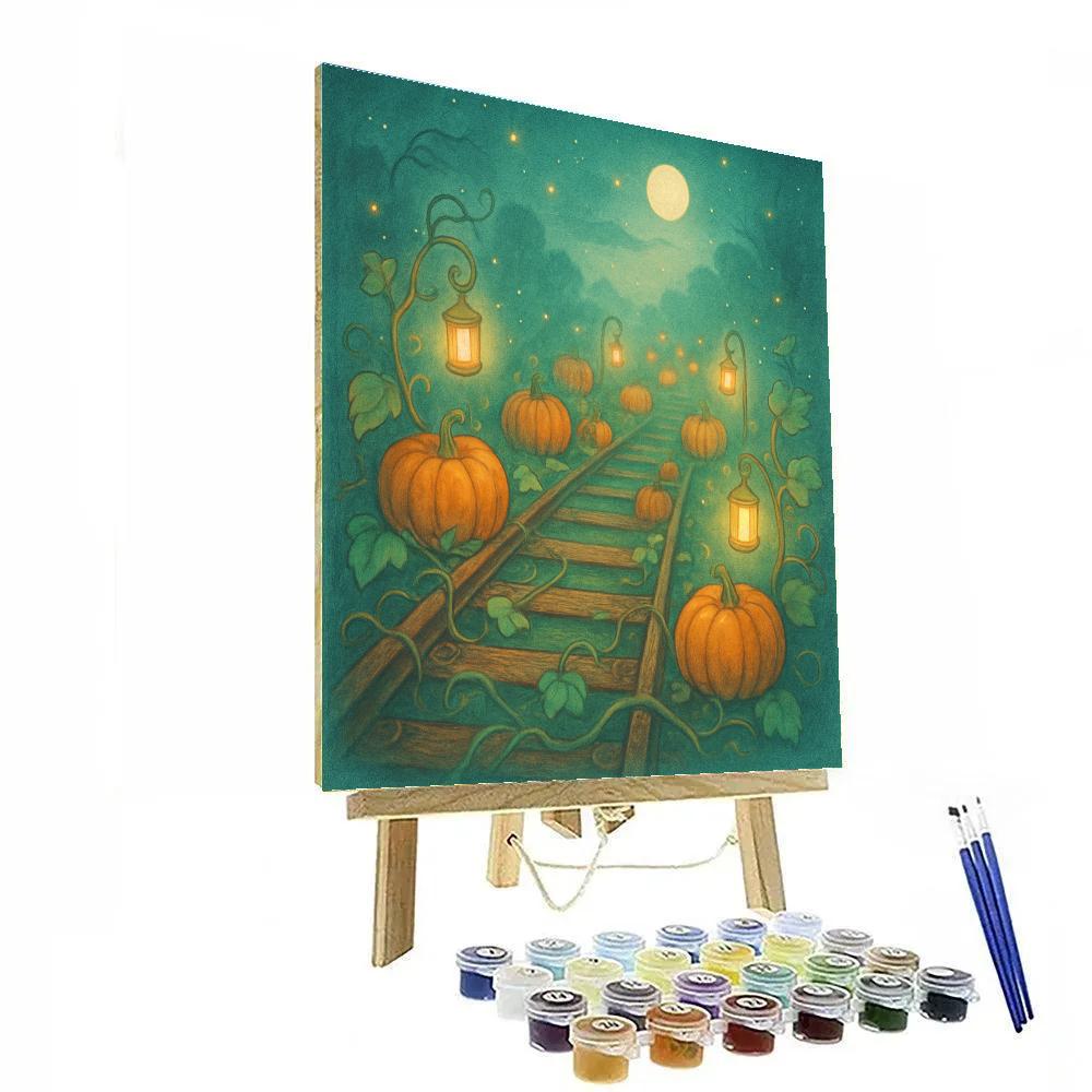 Glimmering Pumpkin Rail paint by number