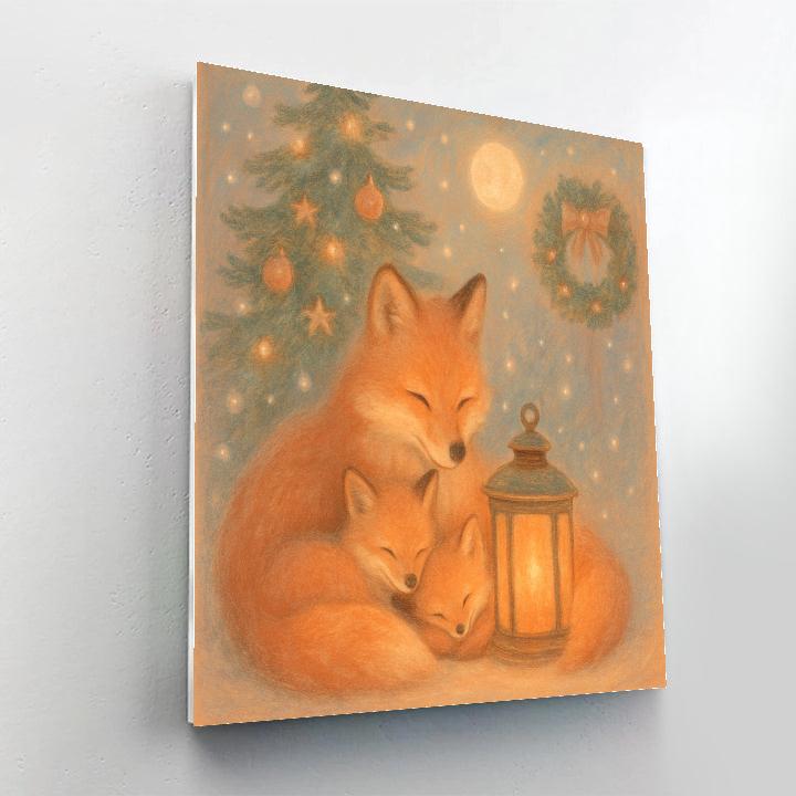 Frosted Fox Family Gathering Paint by numbers art