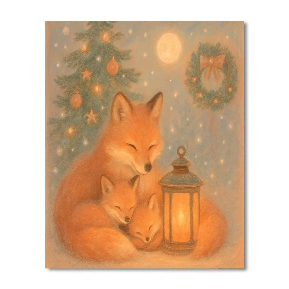 Frosted Fox Family Gathering Paint by numbers art