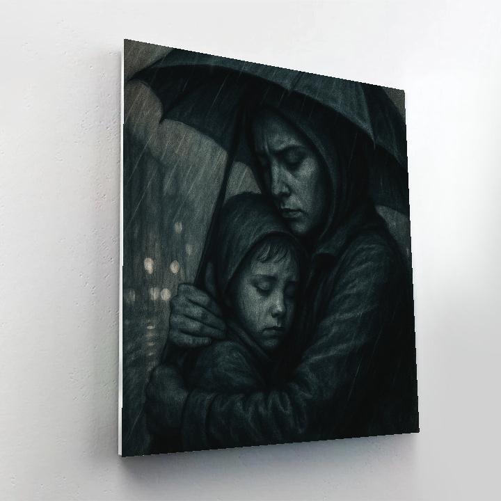 Mother Shielding Child From Storm Number painting