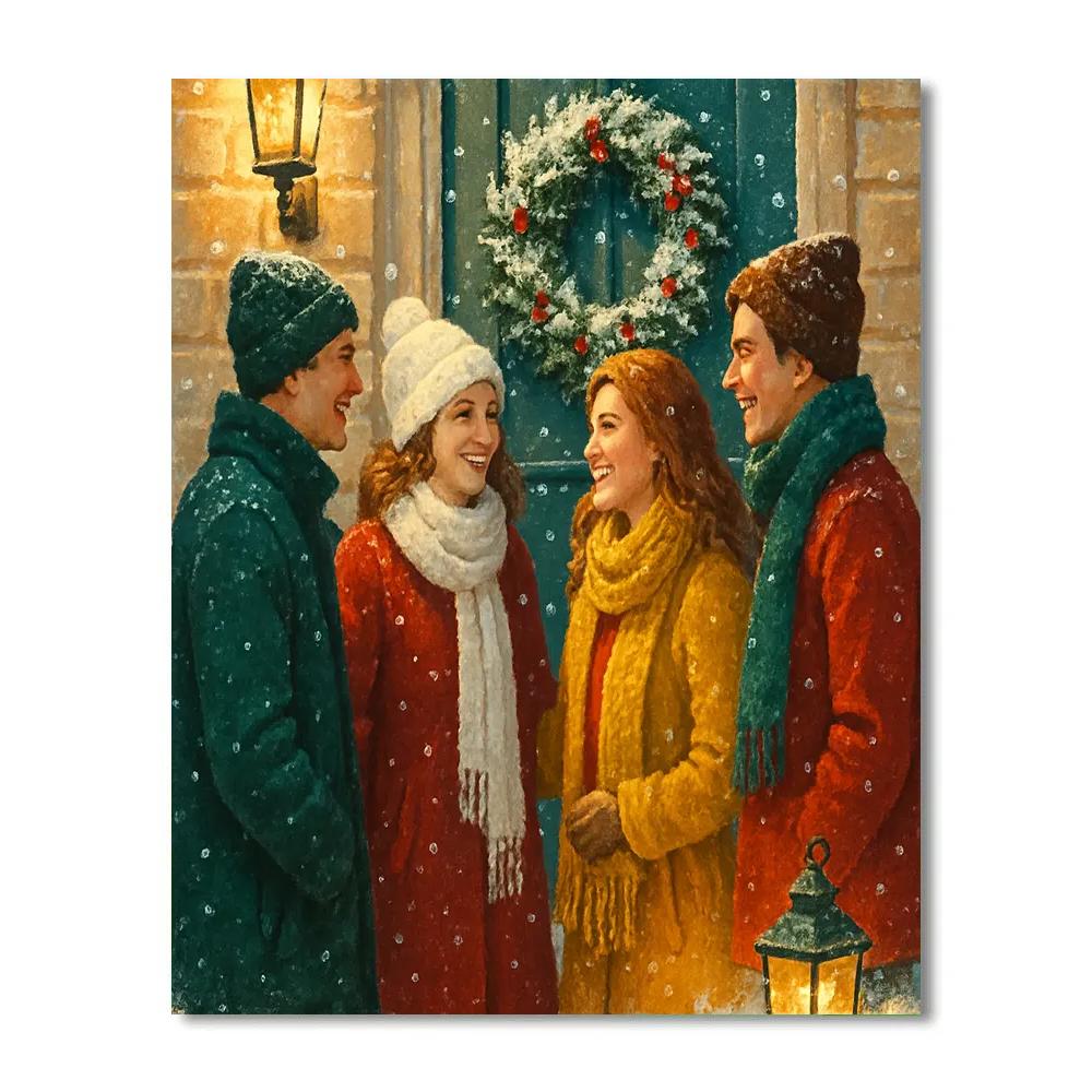 Snowy Wreath Welcome Painting by numbers kit