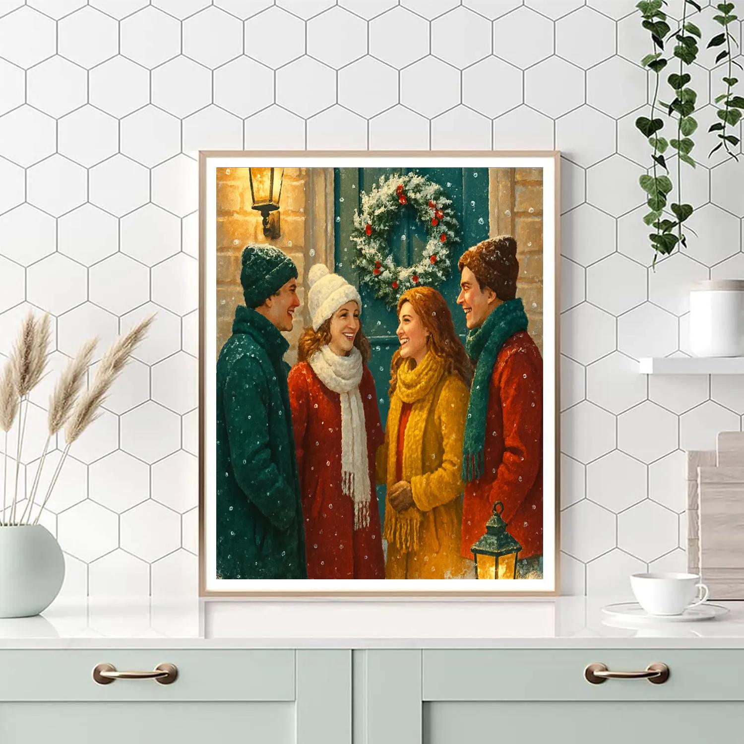Snowy Wreath Welcome Painting by numbers kit