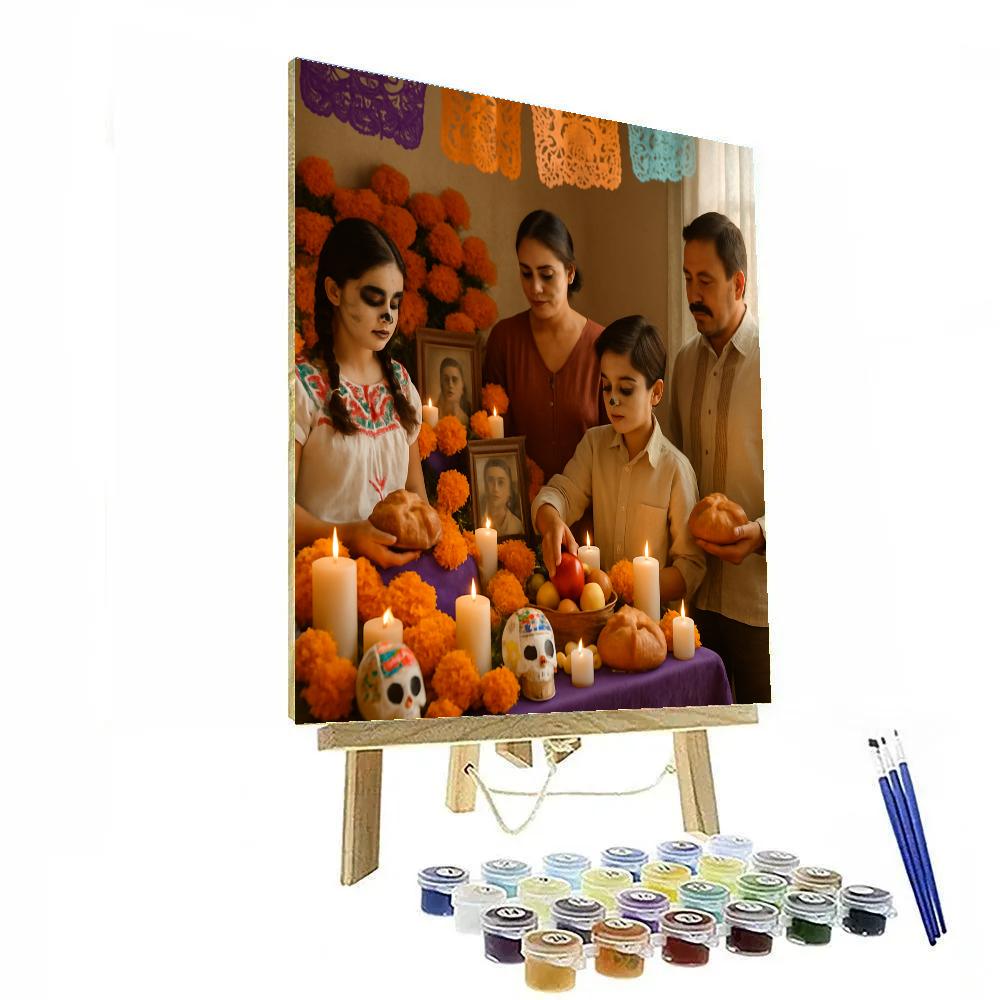 Día De Muertos Family Altar Celebration paint by color