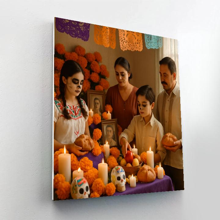 Día De Muertos Family Altar Celebration paint by color
