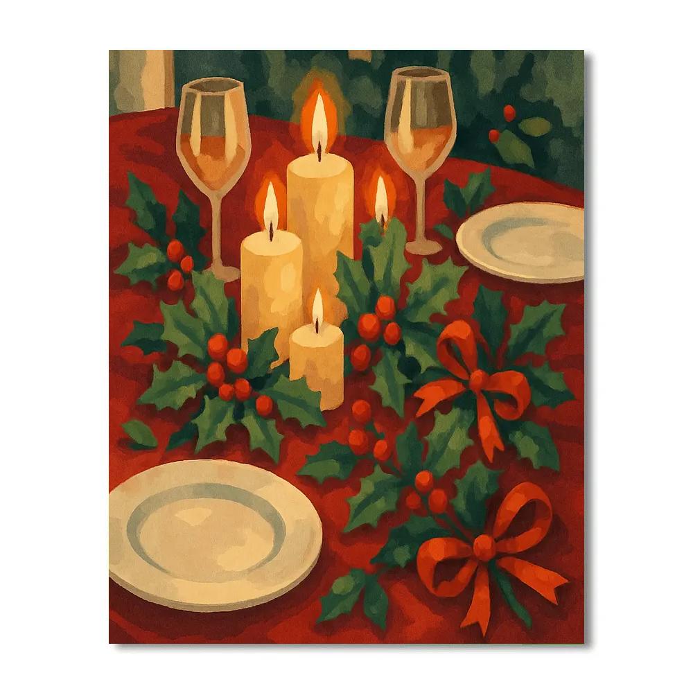 Candles On The Christmas Table Number painting