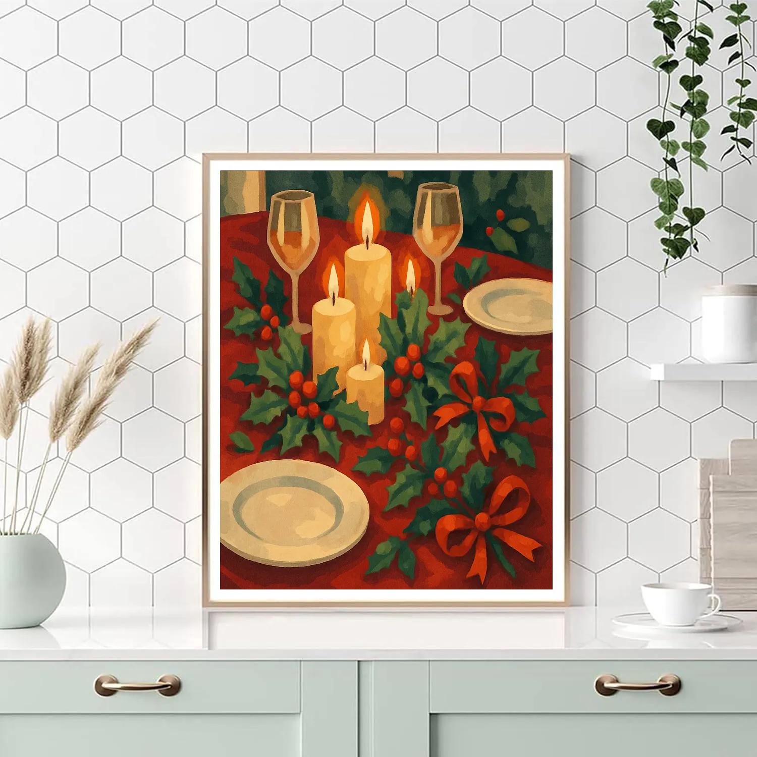 Candles On The Christmas Table Number painting