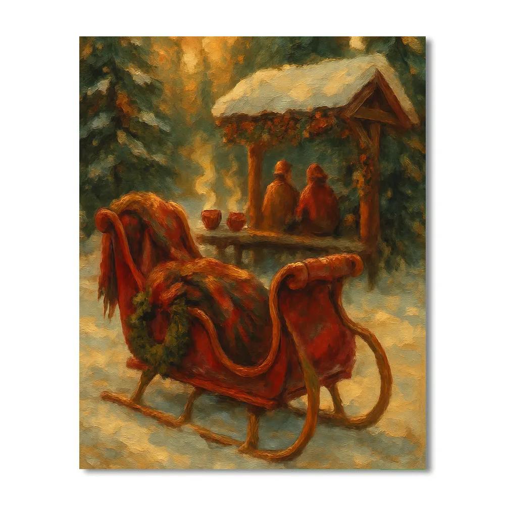 Pinecone Sleigh Stop paint by number