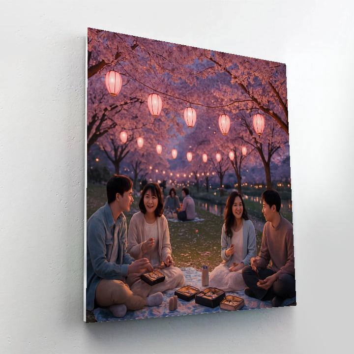 Cherry Blossom Hanami Gathering At Dusk Paint by numbers art