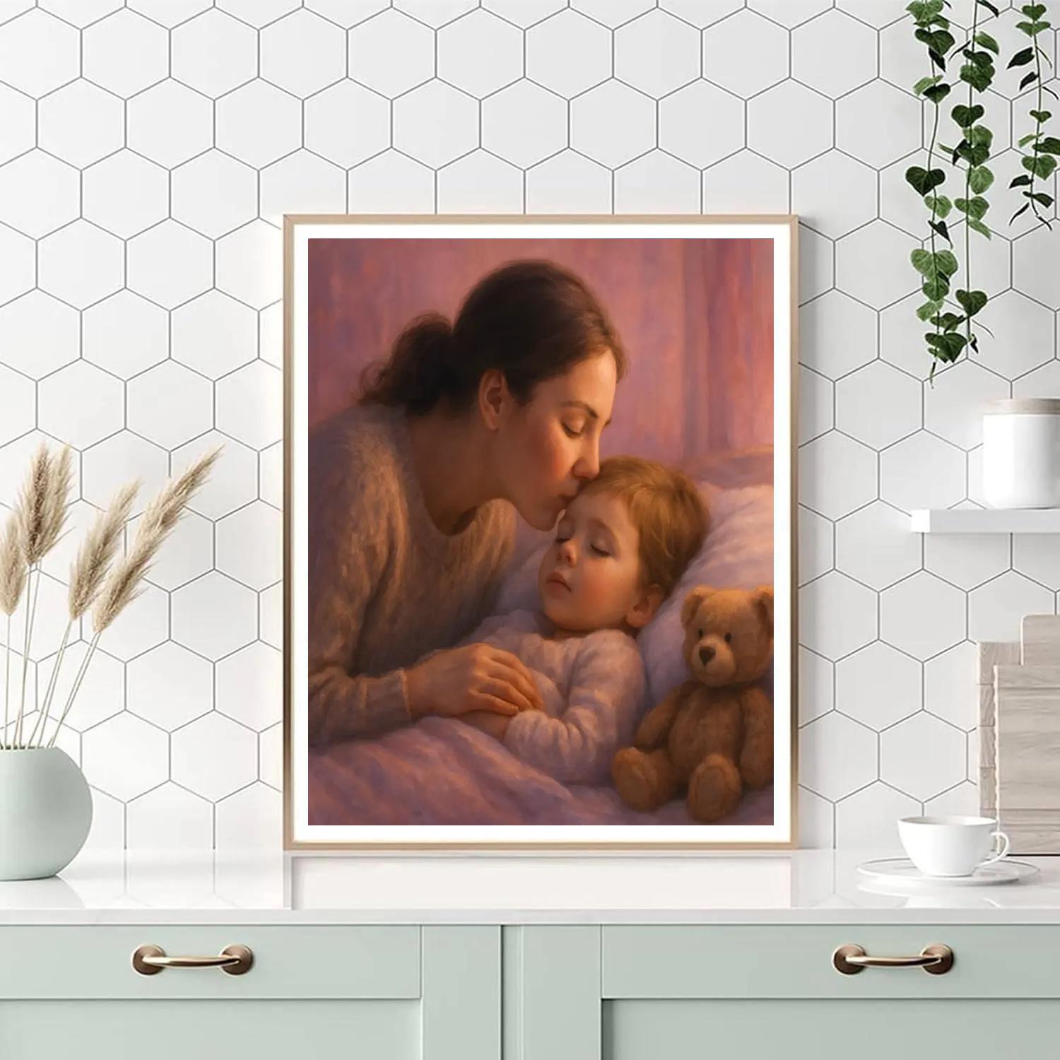 A Mothers Gentle Kiss Goodnight Number painting