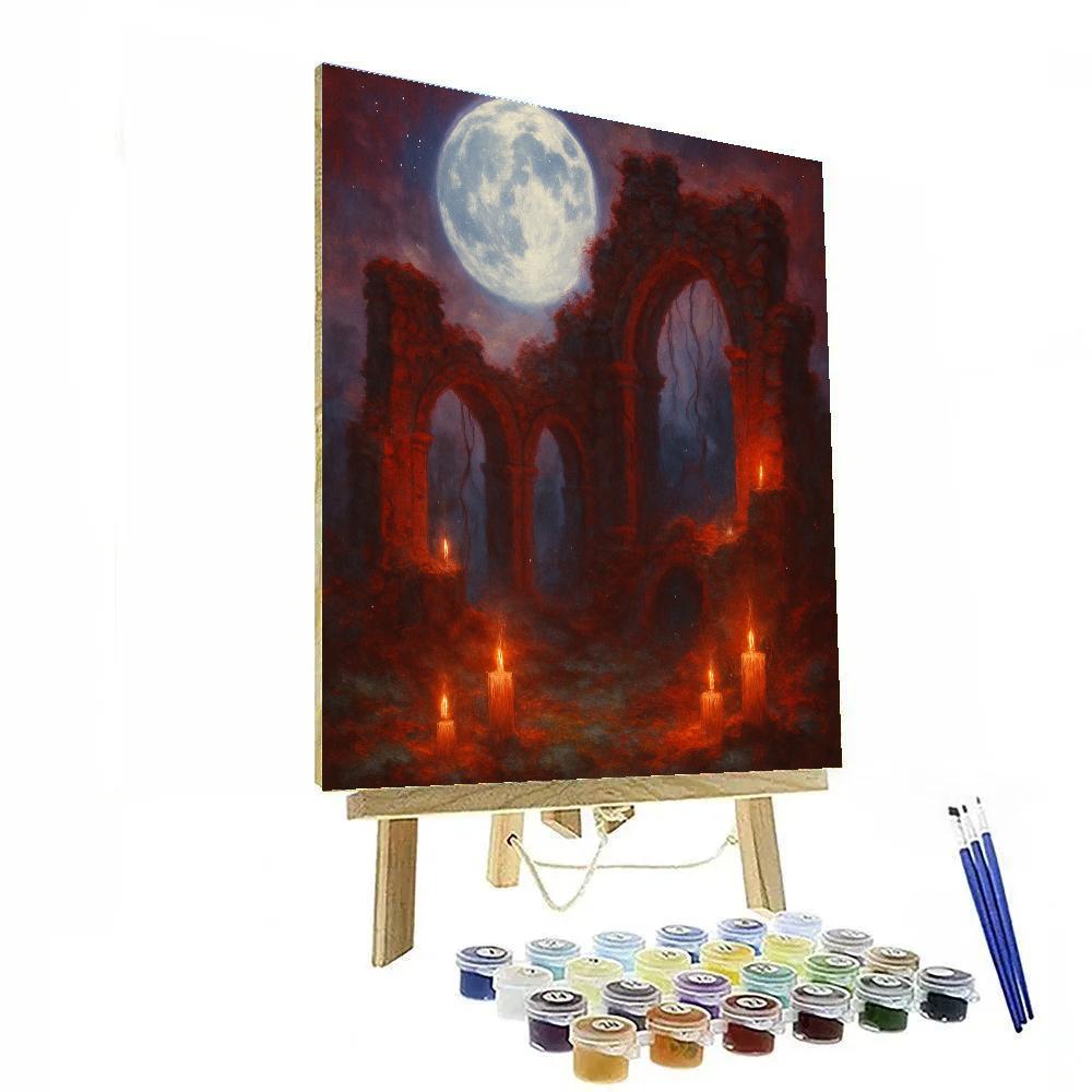 Mossy Ruins Under Silver Moon paint by color