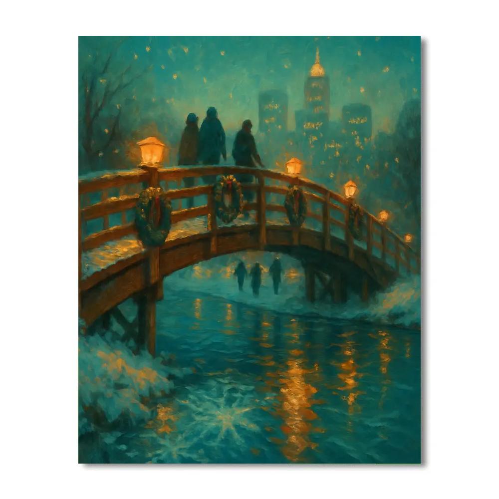 Holiday Lantern Bridge Crossing paint by numbers