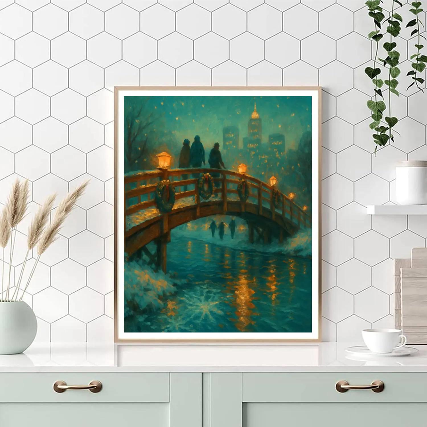 Holiday Lantern Bridge Crossing paint by numbers