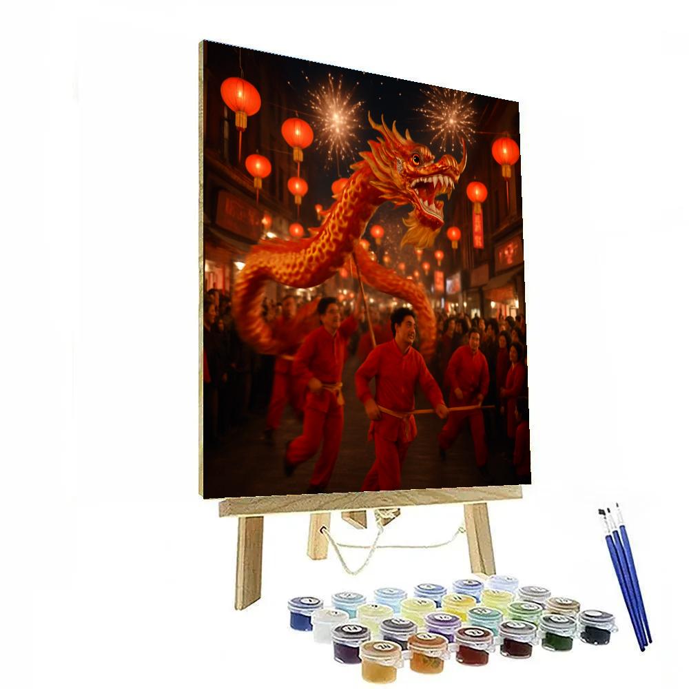 Chinese New Year Dragon Dance At Night painting number kit