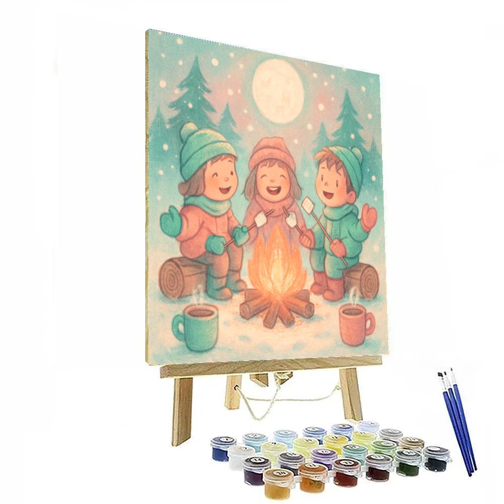 Marshmallow Moon Campfire paint by number