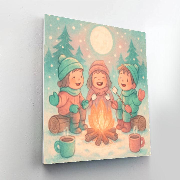Marshmallow Moon Campfire paint by number