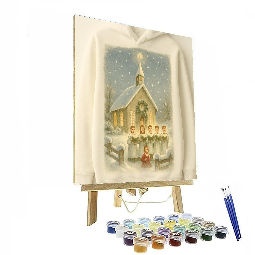 Snowy Chapel Choir At Dusk Paint by numbers kits