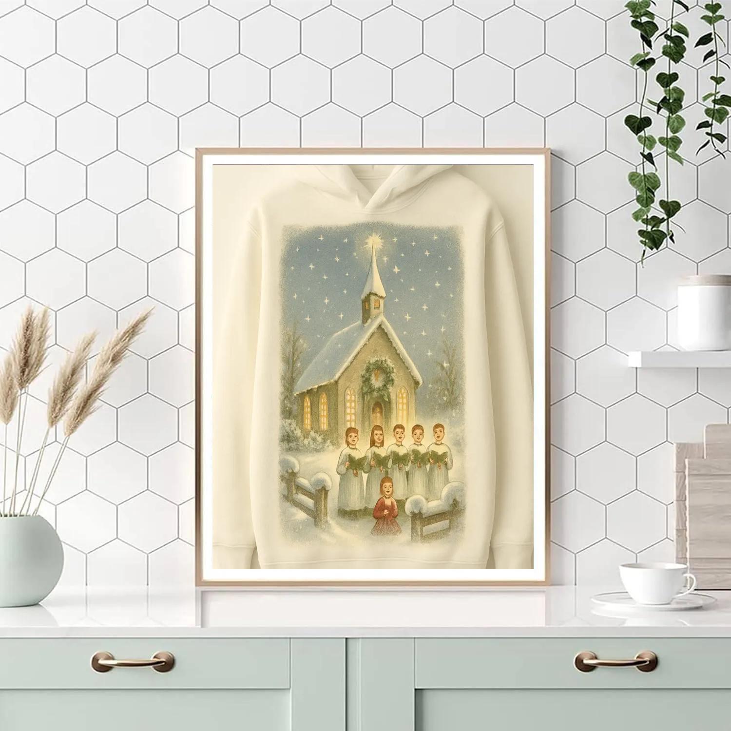 Snowy Chapel Choir At Dusk Paint by numbers kits