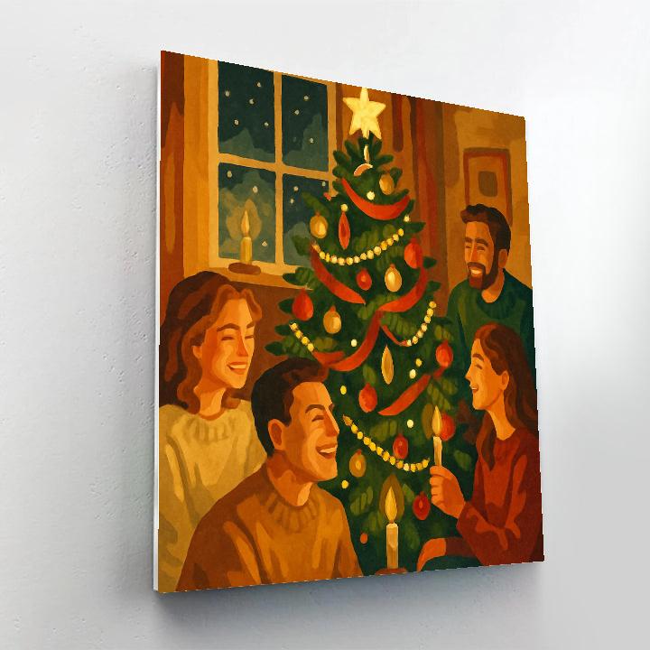 Star Garland Gathering Holiday Paint by numbers art