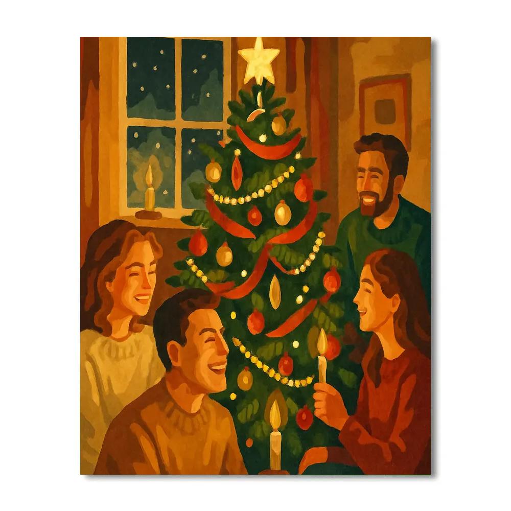 Star Garland Gathering Holiday Paint by numbers art