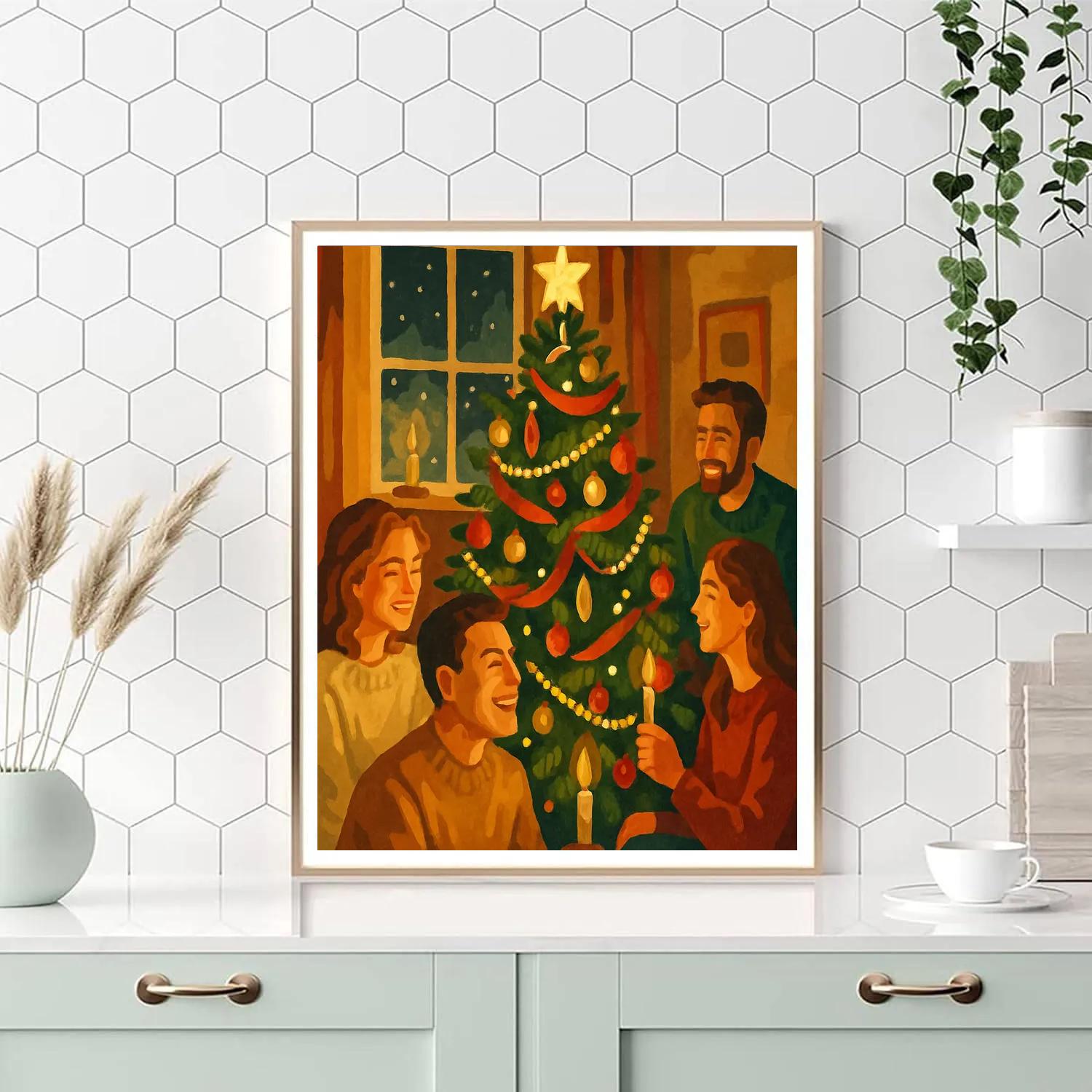 Star Garland Gathering Holiday Paint by numbers art