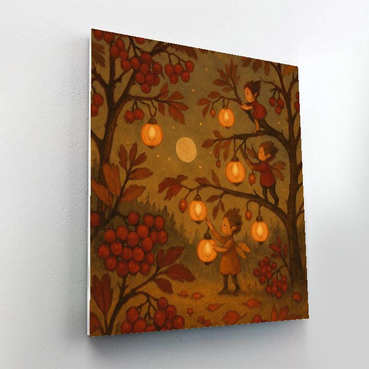 Lanterns In The Rowan Grove painting number kit