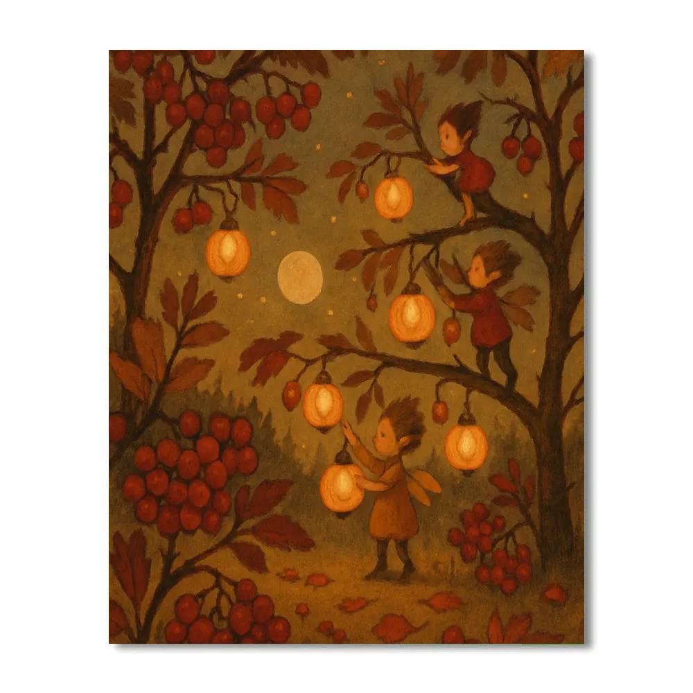 Lanterns In The Rowan Grove painting number kit