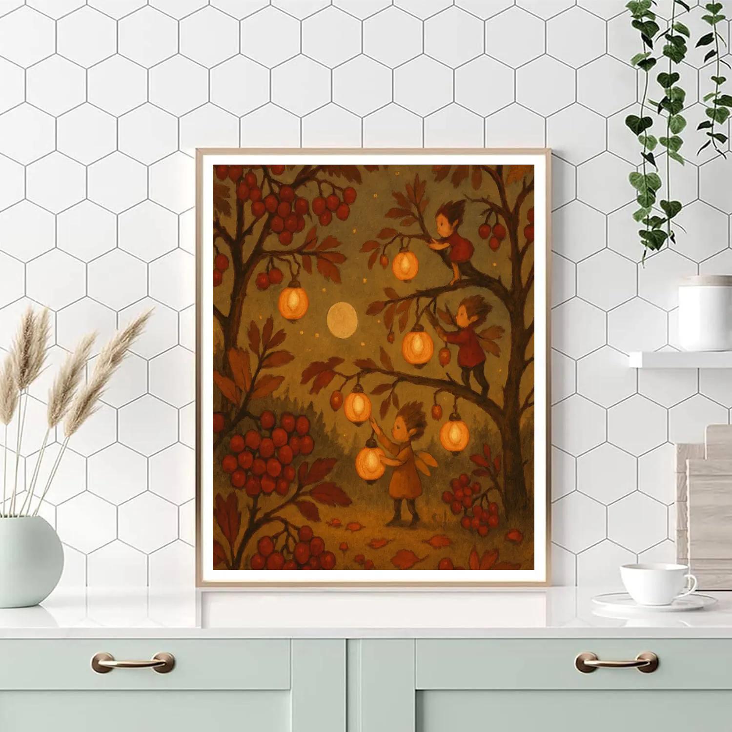 Lanterns In The Rowan Grove painting number kit