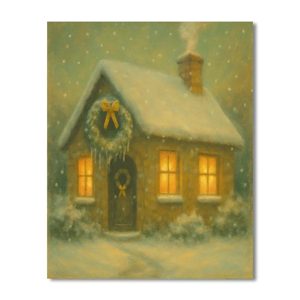 Icicle Wreath Cottage Glow paint by number