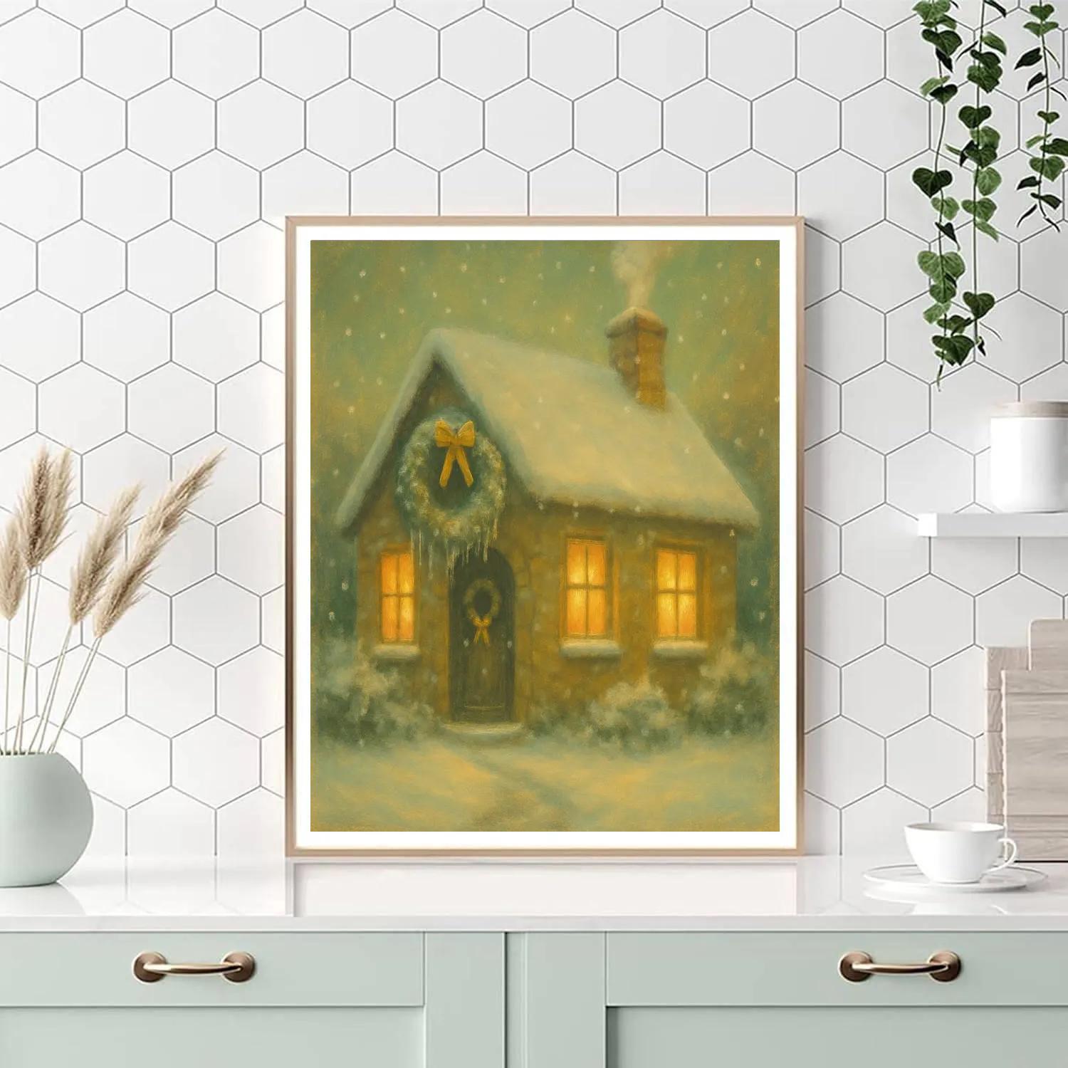 Icicle Wreath Cottage Glow paint by number