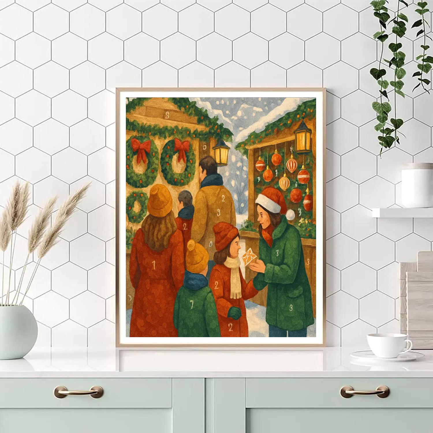Snowflake Street Festive Market DIY paint by numbers