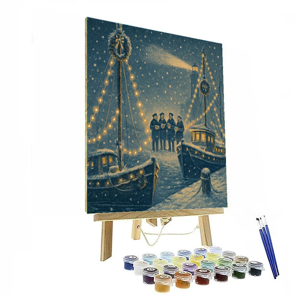Holiday Harbor With Caroling Lights paint by color