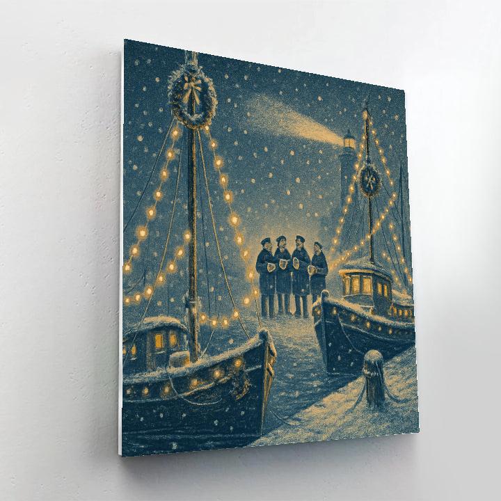 Holiday Harbor With Caroling Lights paint by color