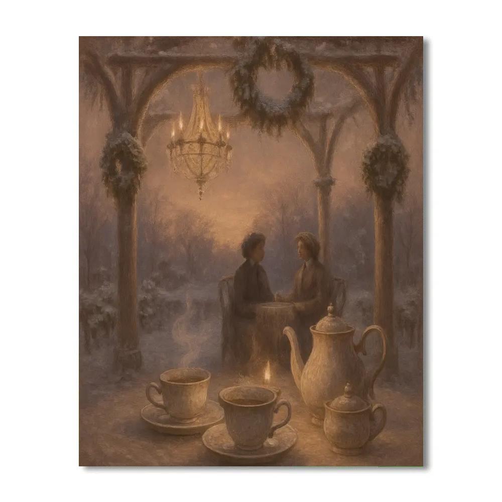 Victorian Snow Tea Garden DIY paint by numbers