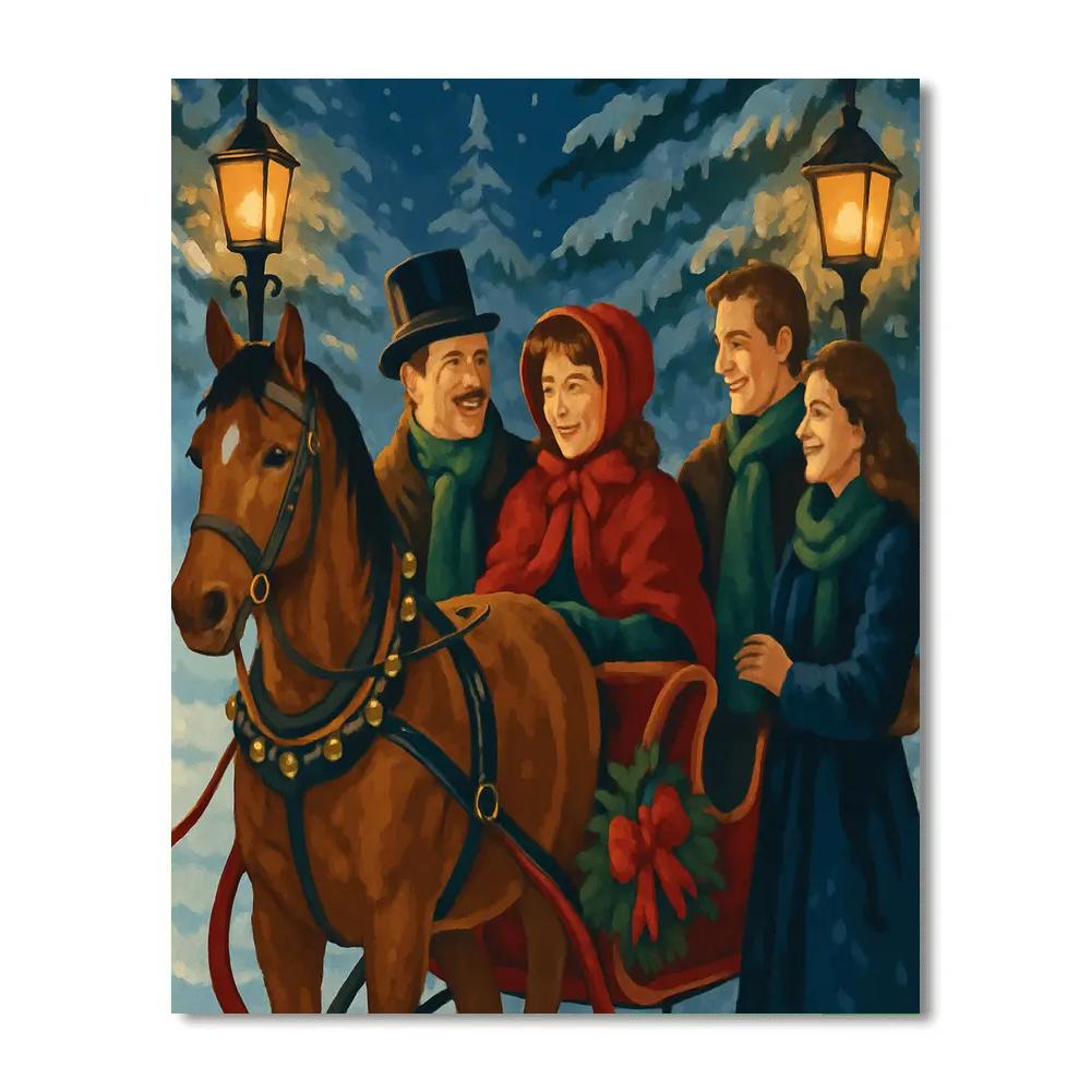 Festive Sleighside Embrace Numbered painting kits