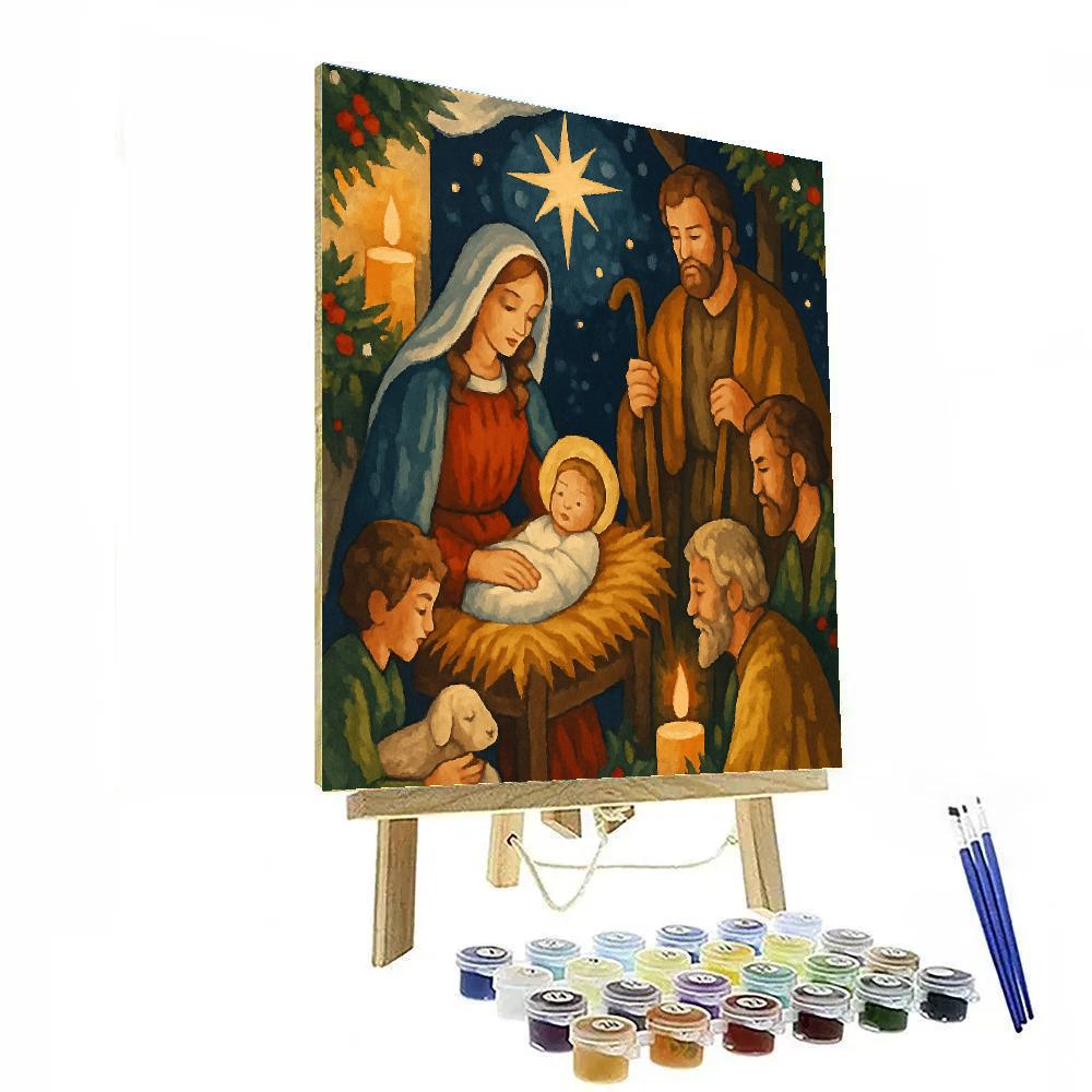 Golden Starlight Nativity Cozy paint by numbers