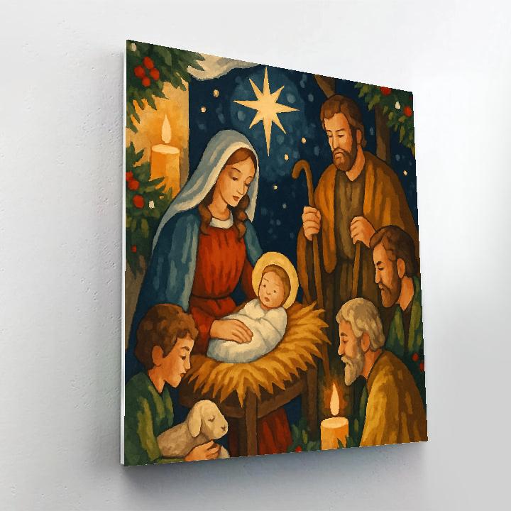 Golden Starlight Nativity Cozy paint by numbers