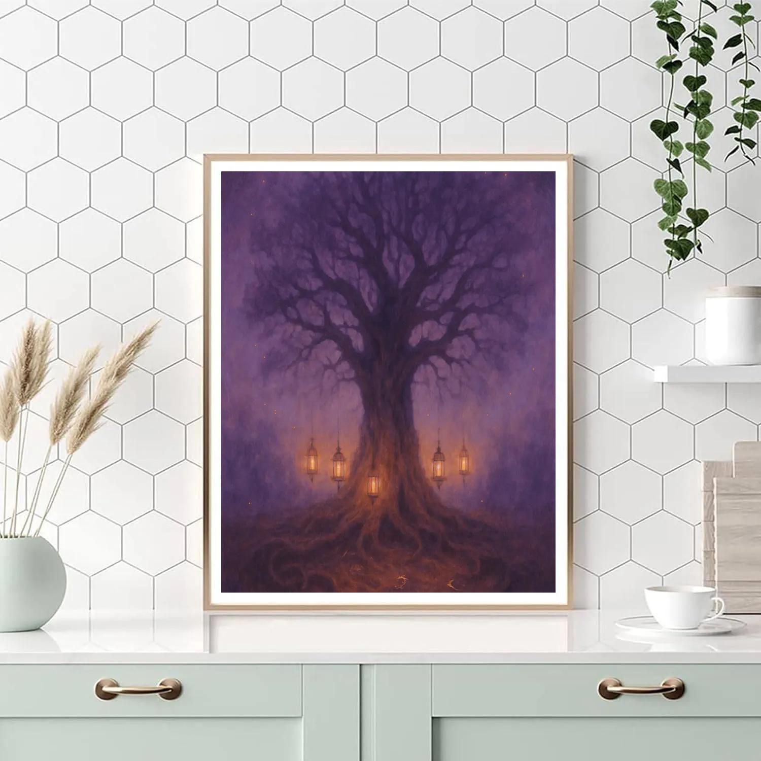 Ghost Elm Lantern Circle painting number kit