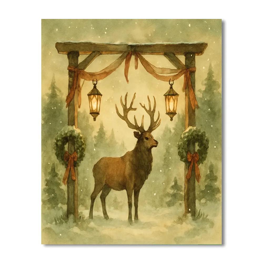 Lantern Elk At The Forest Gate Paint by numbers art