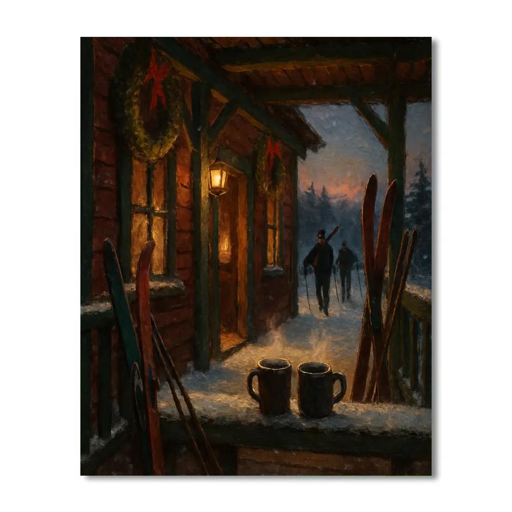 Frosted Lantern Ski Lodge painting number kit