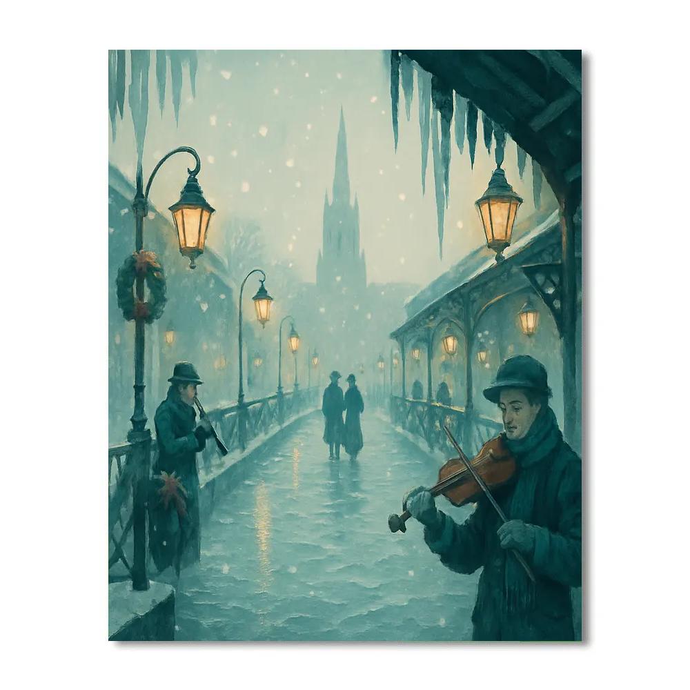 Frosted Lanterns Along The Canal DIY paint by numbers