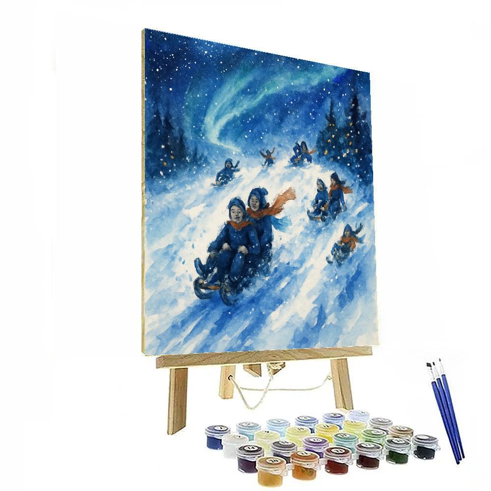 Sledding Over Starlit Ridge Painting by numbers kit