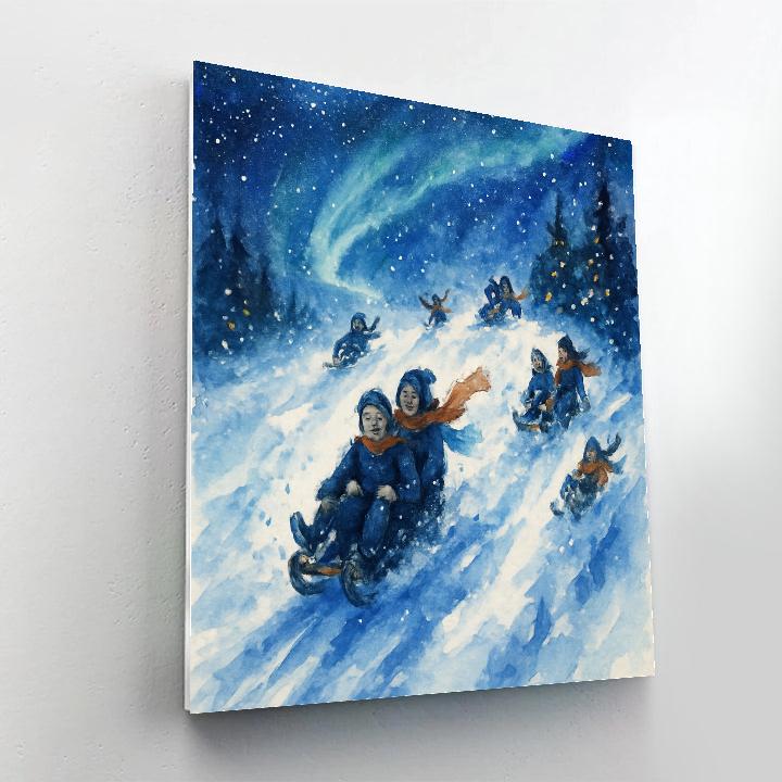 Sledding Over Starlit Ridge Painting by numbers kit