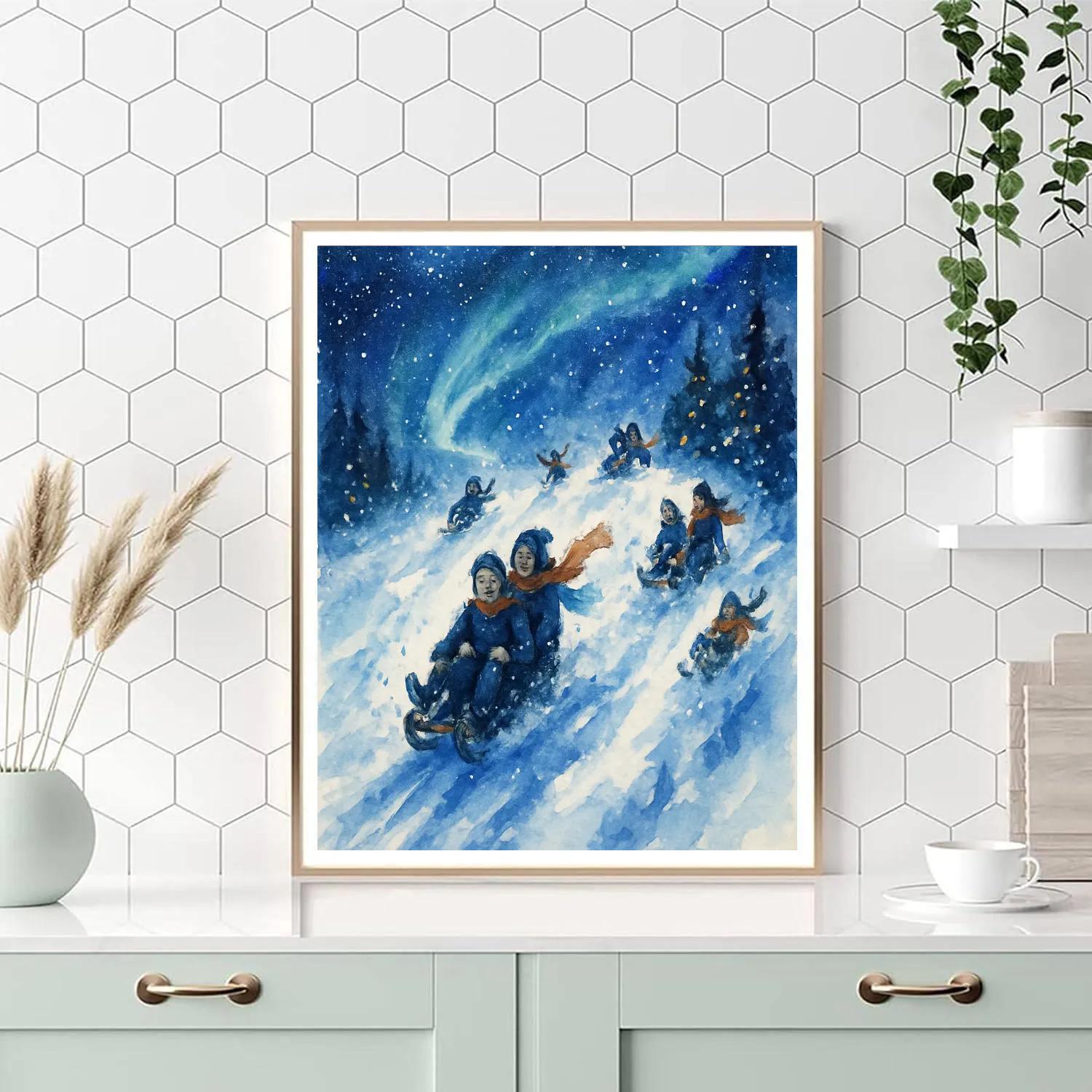 Sledding Over Starlit Ridge Painting by numbers kit
